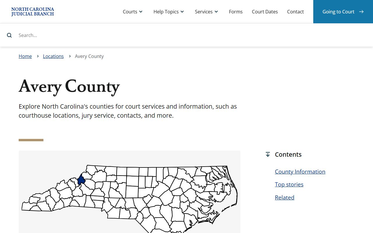 Avery County court records NC Judicial Branch landing page