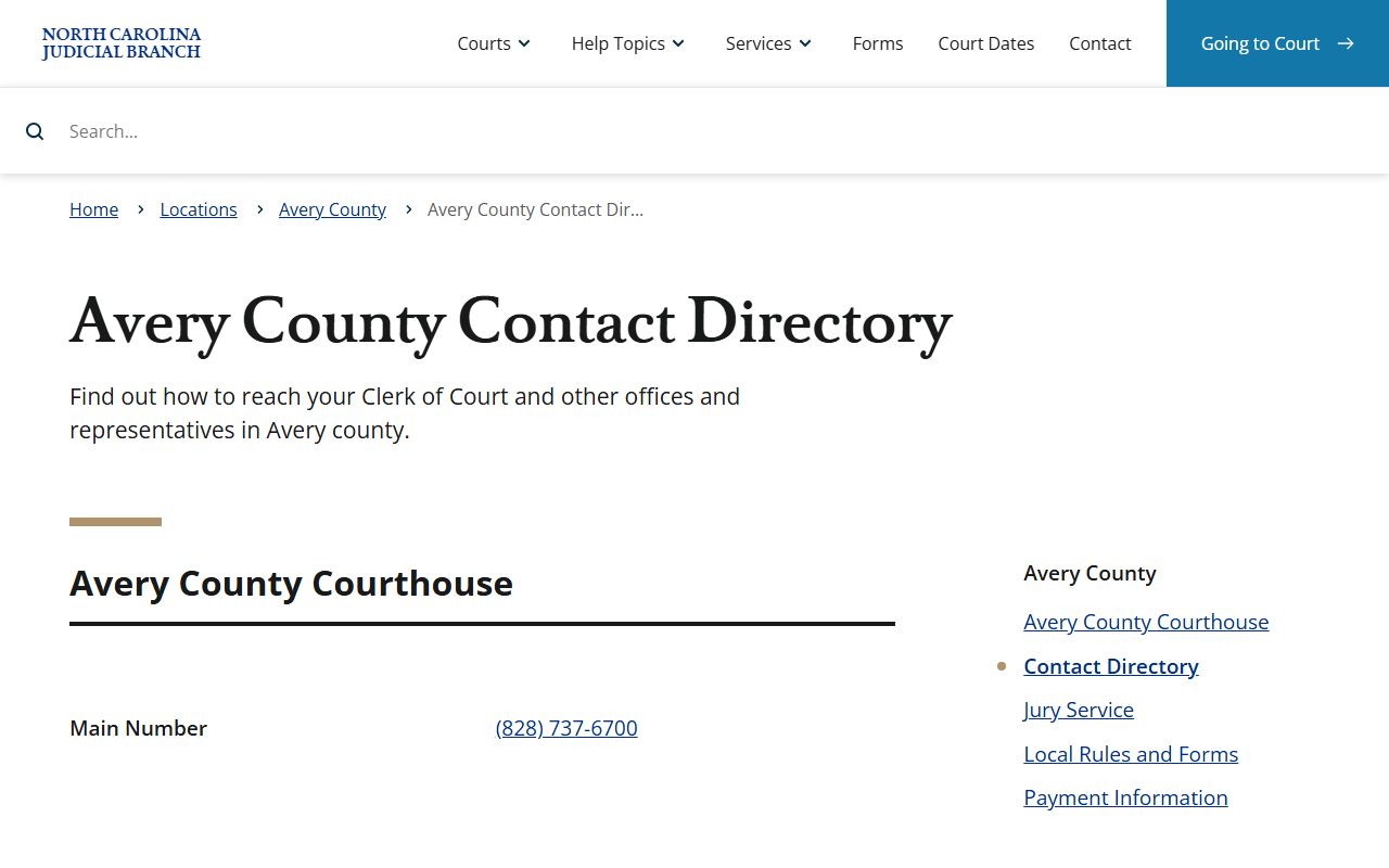 Avery County court records official contact directory