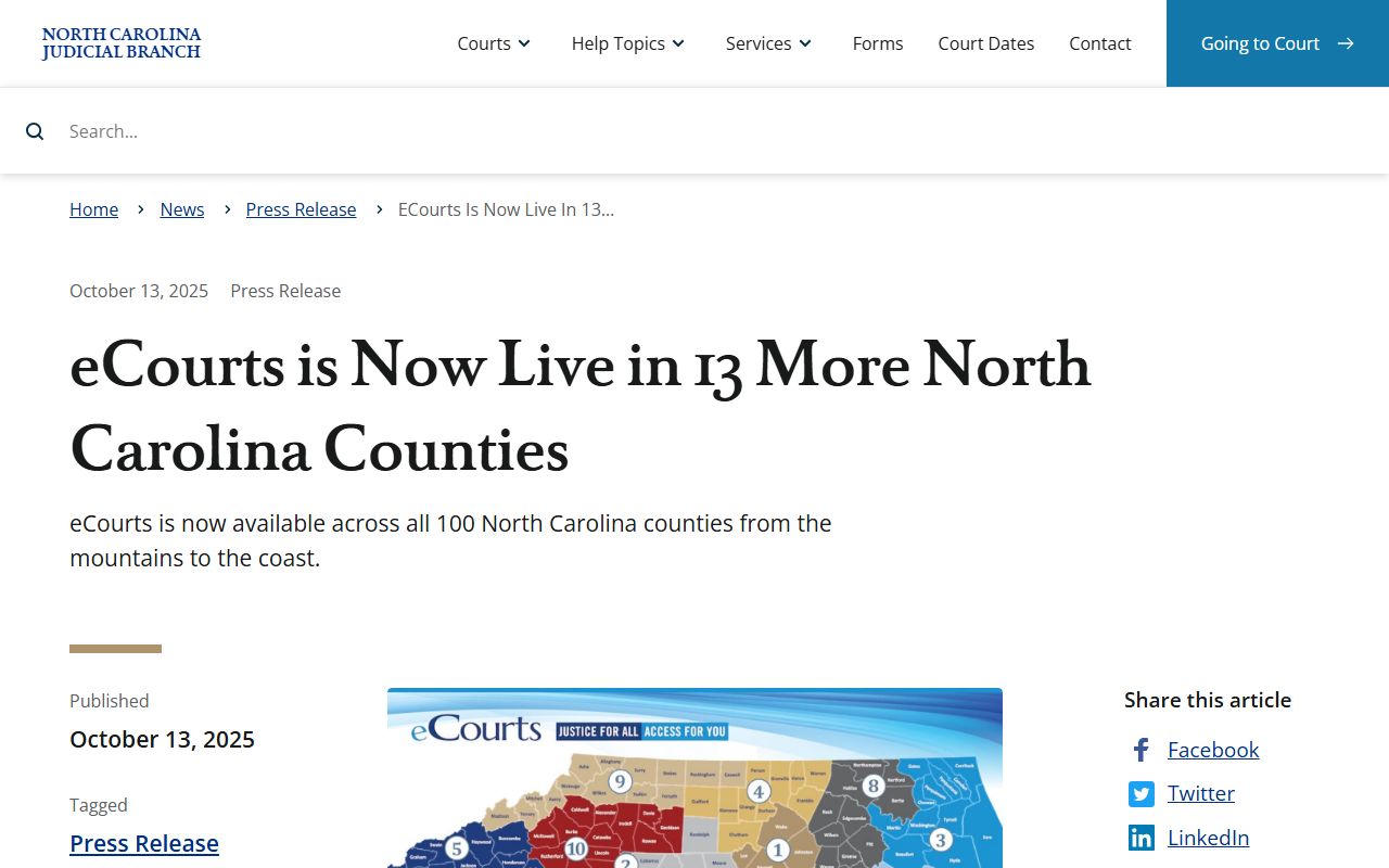 Avery County court records statewide eCourts completion news