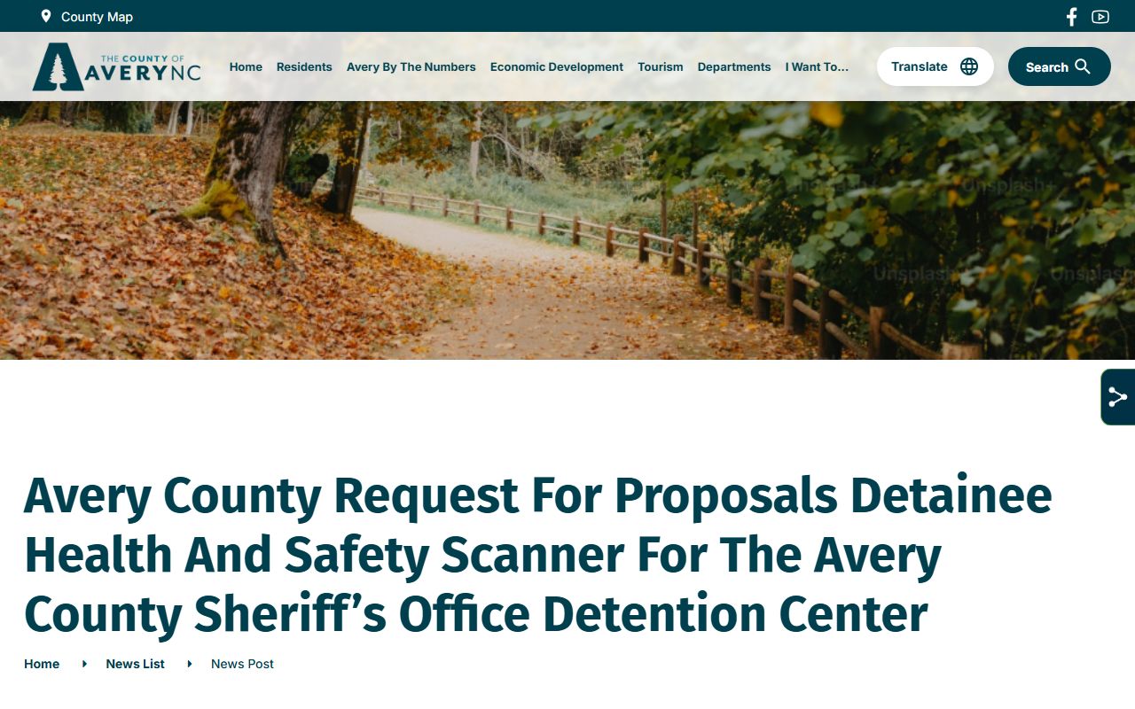 Avery County inmate records detention center scanner RFP
