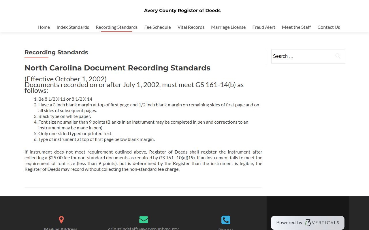 Avery County marriage records Register of Deeds recording standards